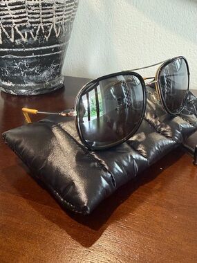 Moncler Men's Aviator Sunglasses Black and Yellow